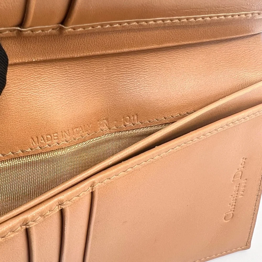 Authentic Christian Dior Brown Trotter Leather Pocket Long Wallet EUC